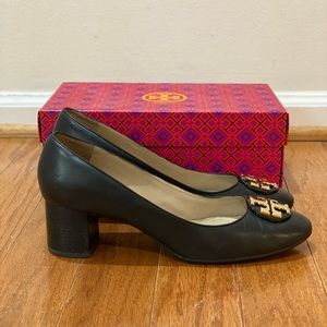 Tory Burch Janey 50MM Pump Calf Leather Black Size 11
